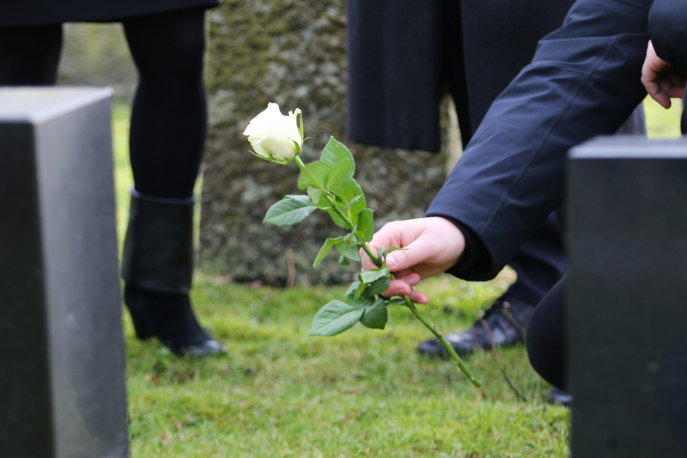 Rose legges på grav 